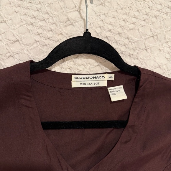 Club Monaco Silk Burgundy Top - Picture 3 of 4